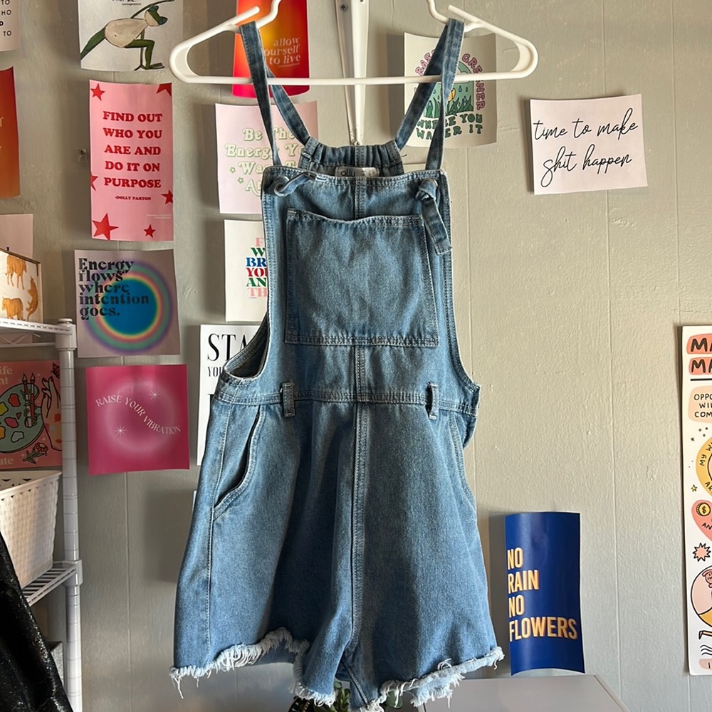 Tank Denim Overalls with Pleated Bottoms